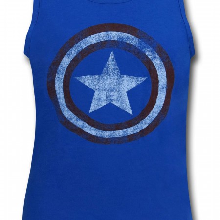 Captain America Distressed Shield Royal Blue Tank Top