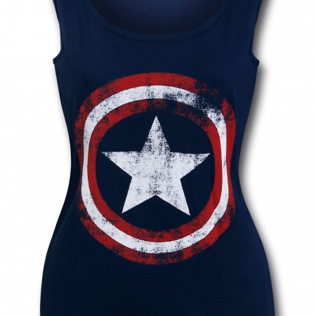 Captain America Distressed Navy Women's Tank Top
