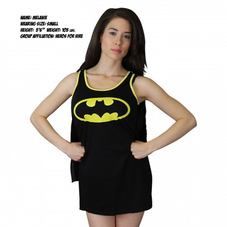 Batman Symbol Women's Tank Dress with Removable Cape