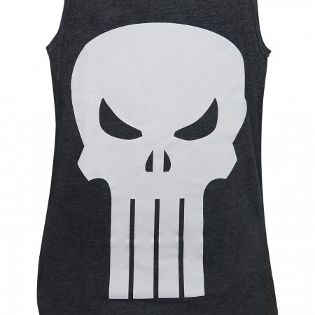Punisher White Skull Heather Charcoal Tank Top