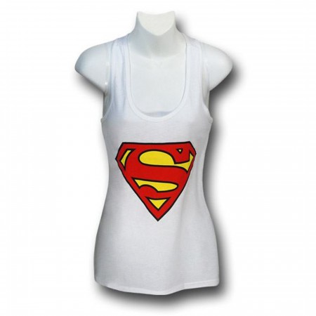 Superman Women's Junior's White Tank Top