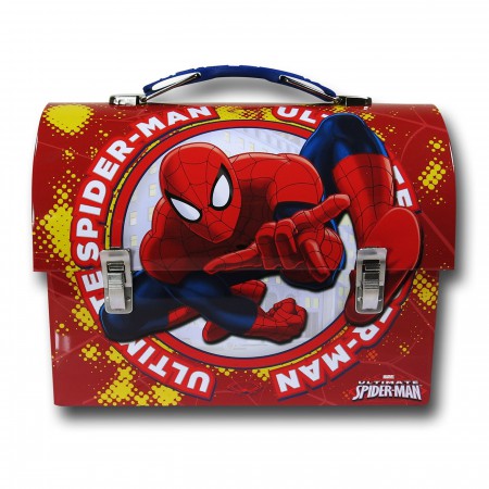 Spiderman Red Domed Tin Lunch Box