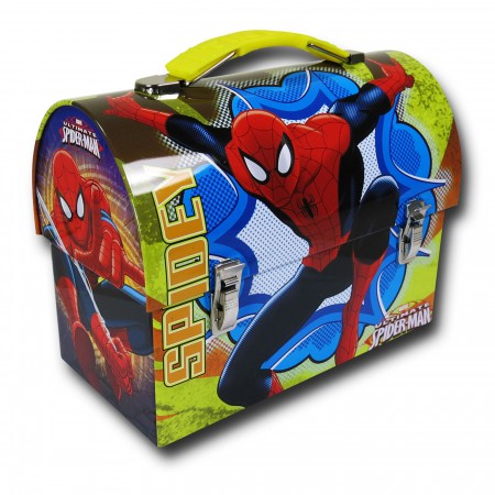 Spiderman Yellow Domed Tin Lunch Box