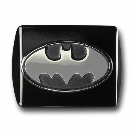 Batman Chrome Oval Symbol on Black Trailer Hitch