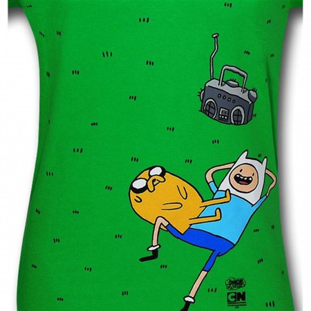 Adventure Time Kelly Green Grass Scene T-Shirt