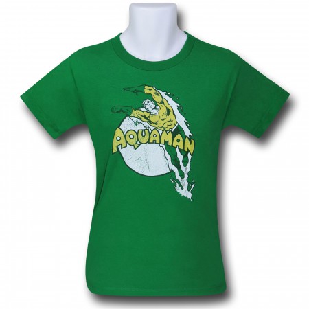 Aquaman Splash on Green T-Shirt