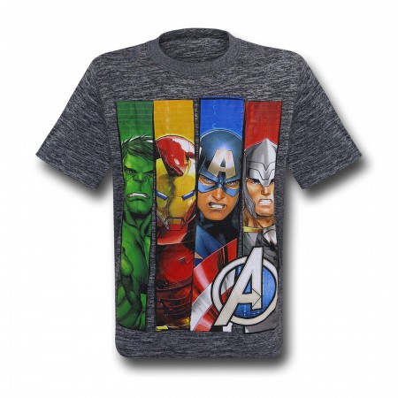 Avengers Kids Panels Grey Space Dye T-Shirt