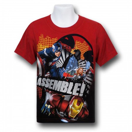 Avengers Movie Big 3 Assemblage Juvenile T-Shirt