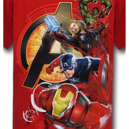 Avengers Symbol With Heroes Juvenile T-Shirt