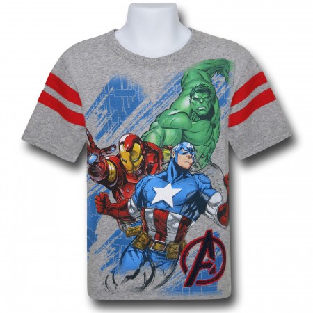 Avengers Puff Applique Kids Grey T-Shirt