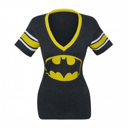 Batman Athletic Deep V-Neck Juniors T-Shirt