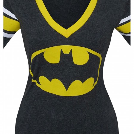 Batman Athletic Deep V-Neck Juniors T-Shirt