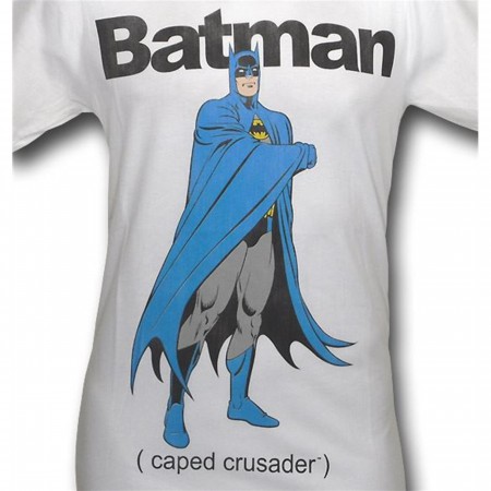 Batman Caped Crusader 30 Single White T-Shirt