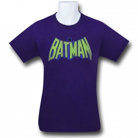 Batman Distressed Classic Logo Purple T-Shirt