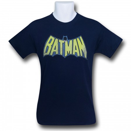 Batman Distressed Logo Navy T-Shirt