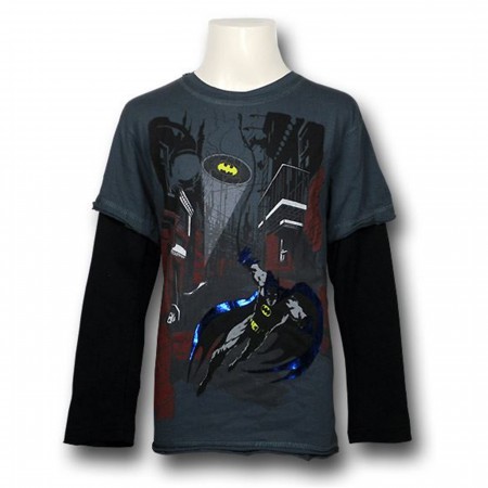 Batman Foil Cape 30s Kids Long Sleeve T-Shirt