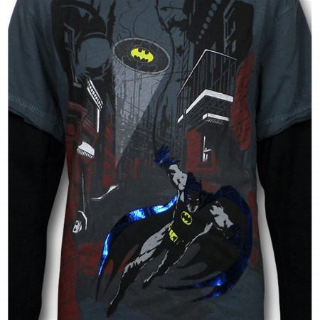 Batman Foil Cape 30s Kids Long Sleeve T-Shirt