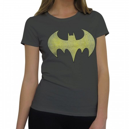 Batgirl Distressed Symbol Grey Women's T-Shirt