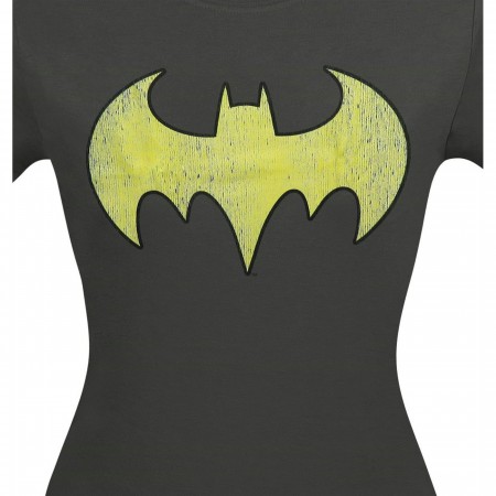 Batgirl Distressed Symbol Grey Women's T-Shirt