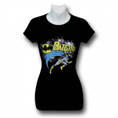 Batgirl Splatter Image Black Women's T-Shirt