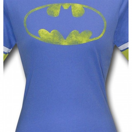 Batman Jr Womens Distressed Symbol Athletic T-Shirt