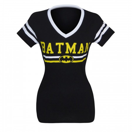 Batman Logo Women's Varsity V-Neck T-Shirt