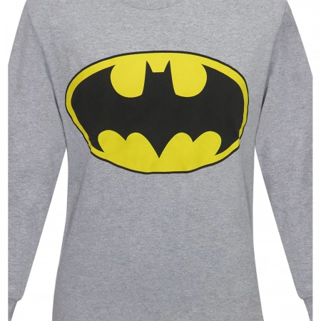 Batman Symbol Heather Gray Long-Sleeve Men's T-Shirt