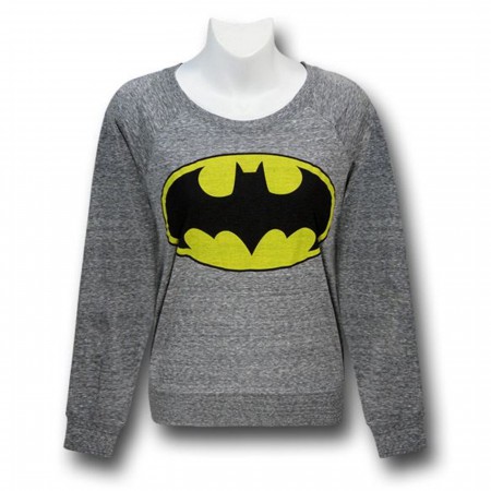 Batman Raglan Cut & Sew Symbol Juniors Long Sleeve T-Shirt