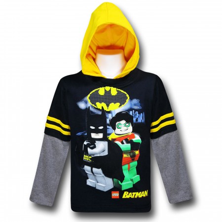 Batman Lego Hooded Kids Double-Sleeve T-Shirt