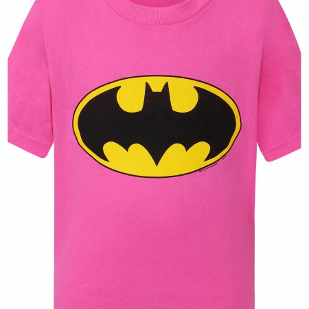 Batman Kids Pink Symbol T-Shirt