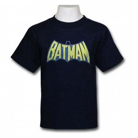Batman Distressed Logo Navy Kids T-Shirt