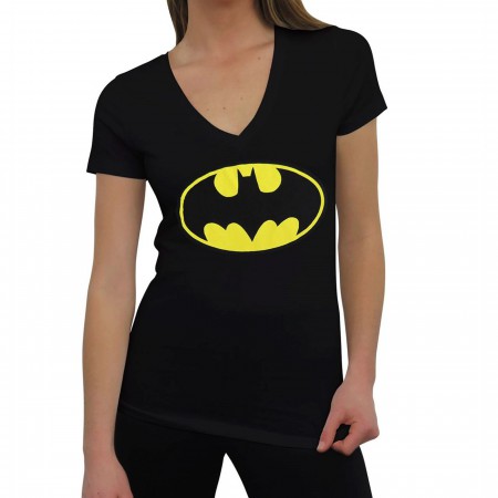 Batman Symbol Fitted V-Neck Women's T-Shirt