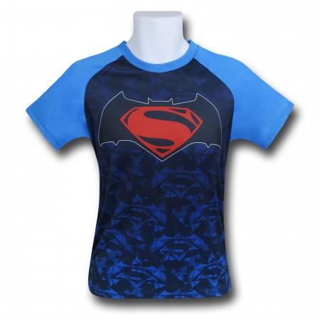 Batman Vs Superman Poly Mesh Symbol Kids T-Shirt