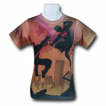 Batman Vs Superman Shadow Fight Sublimated T-Shirt