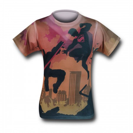 Batman Vs Superman Shadow Fight Sublimated T-Shirt