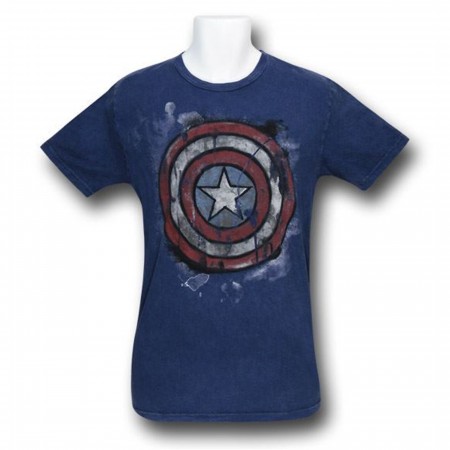Captain America Acid Wash Symbol T-Shirt