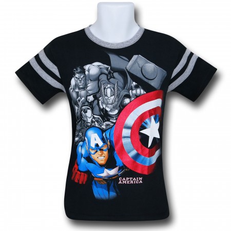 Cap & the Avengers Red Foil HD Ink Kids T-Shirt
