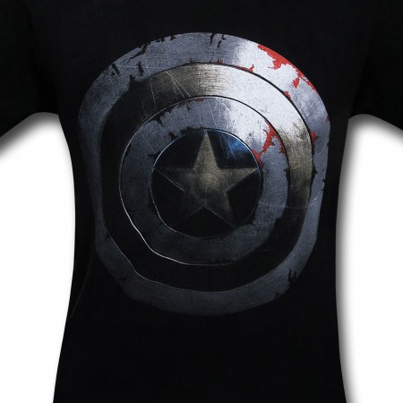Captain America Beaten Shield Black T-Shirt