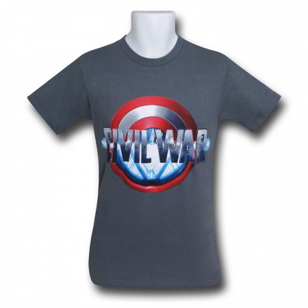 Captain America Civil War Split Logo on Charcoal T-Shirt