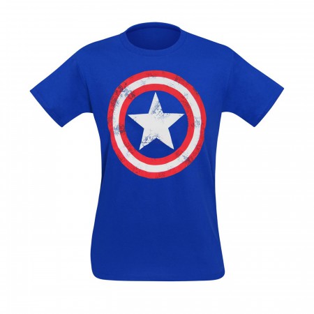 Captain America Distressed Shield Royal Blue T-Shirt