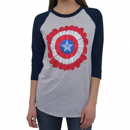 Captain America Flower Women's Baseball T-Shirt