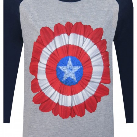 Captain America Flower Women's Baseball T-Shirt