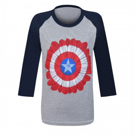 Captain America Flower Women's Baseball T-Shirt