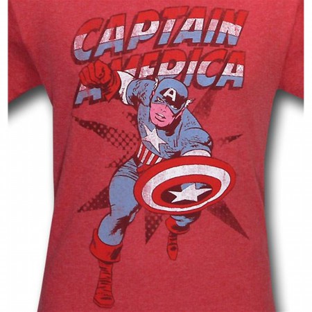 Captain America Kirby Red Faded T-Shirt