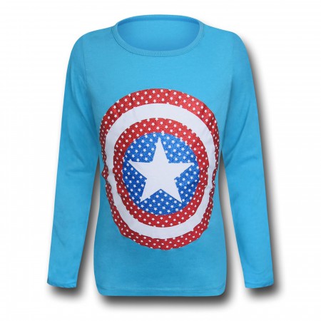 Captain America Shield Girls Youth Longsleeve T-Shirt