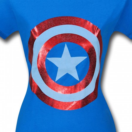 Captain America Foil Shield Light Blue Women's T-Shirt