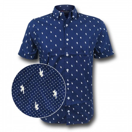 Captain America Pin Dot Men's Fitted Button Down Shirt