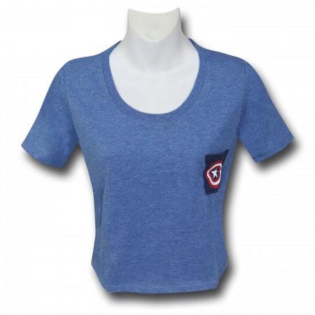 Captain America Pocket Crop Top Women's T-Shirt