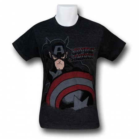 Captain America Distressed Scowl 30 Single T-Shirt