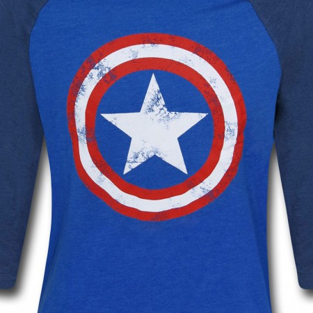 Captain America Shield Blue Baseball T-Shirt